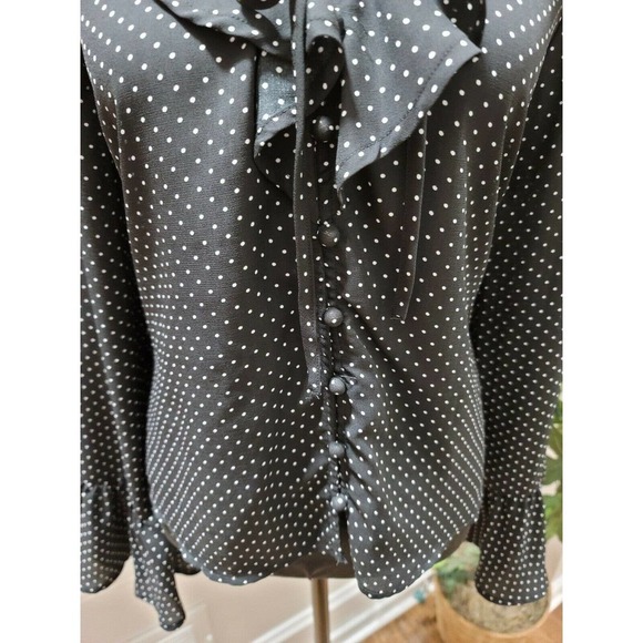 Fab'rik Women's Black 100% Polyester Long Sleeve V-Neck Blouse Size Large - Picture 4 of 15